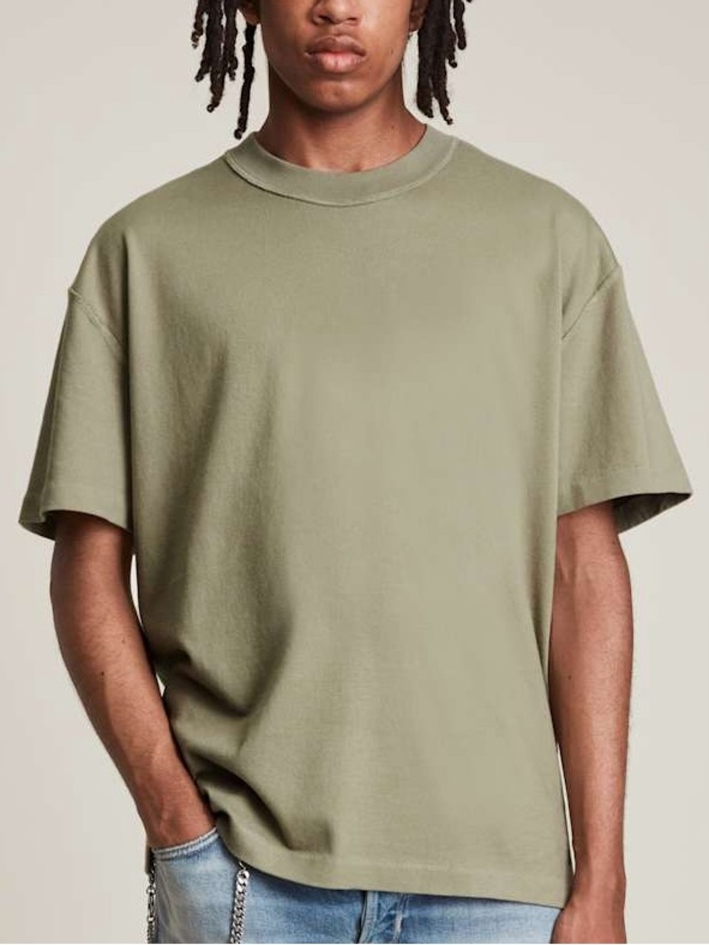 AllSaints Isac Oversized Crew T-Shirt size Medium M Green